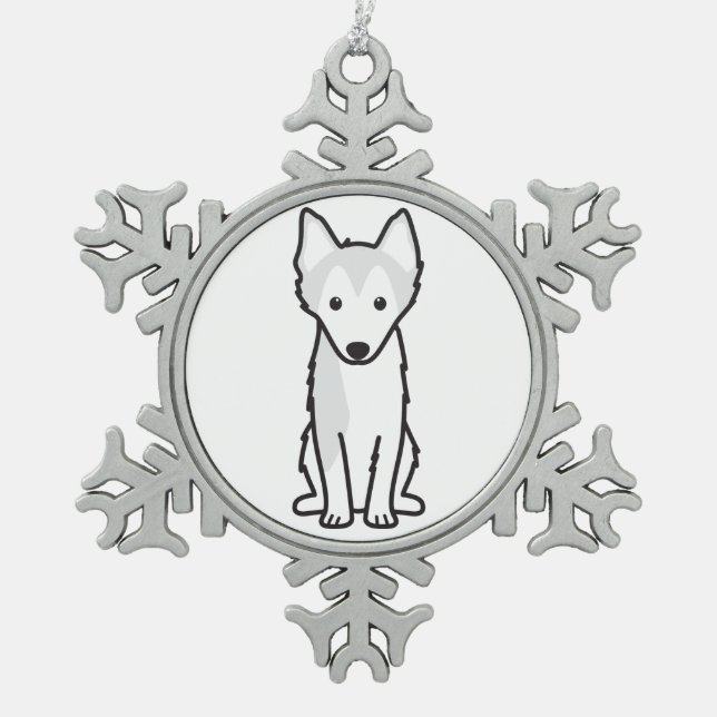 Alaskischer Klee Kai HundeCartoon Schneeflocken Zinn-Ornament (Vorderseite)