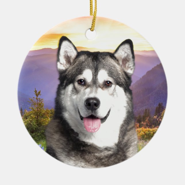 Alaskischer Malamute Keramikornament (Vorne)