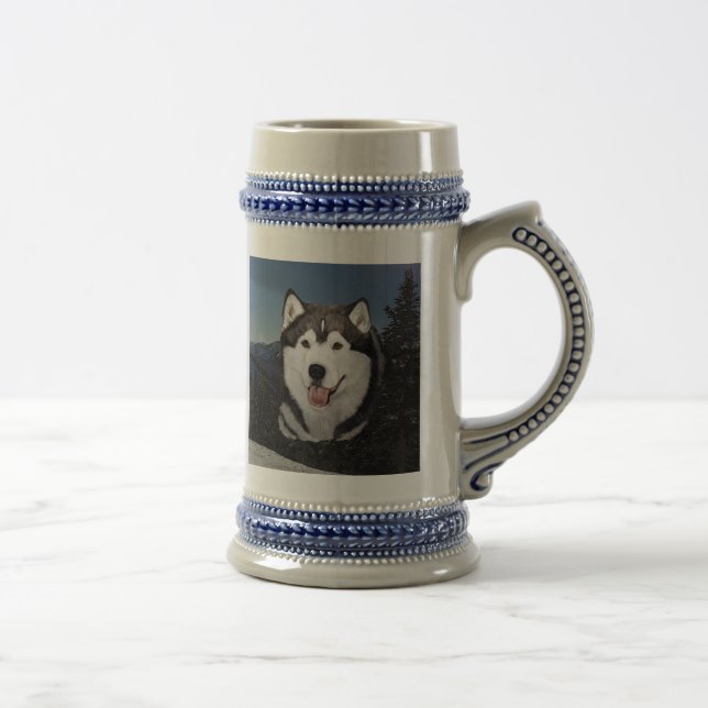 Alaskischer Malamute Stein Bierglas (Rechts)