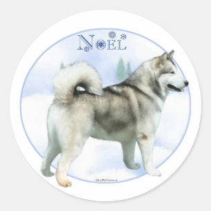 Alaskischer Malamute-Weihnachten - Aufkleber