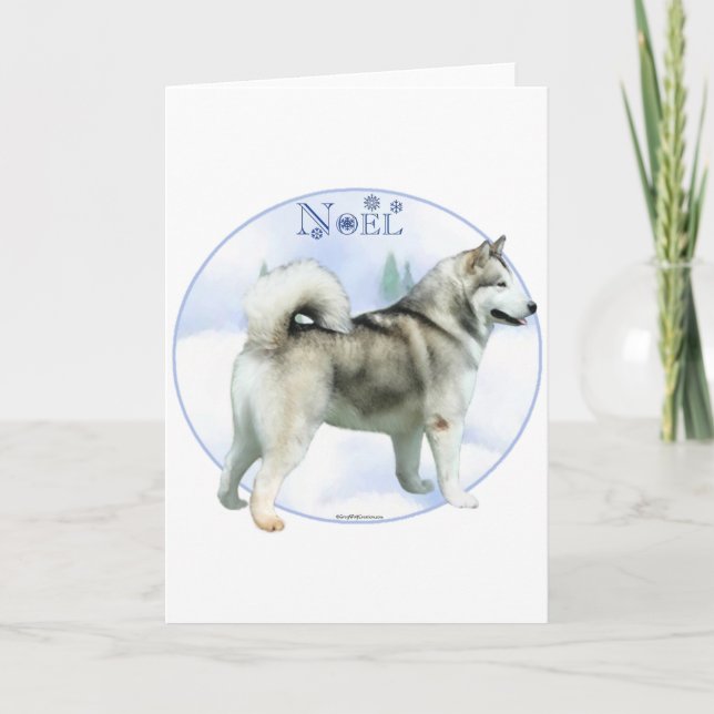Alaskischer Malamute-Weihnachten Feiertagskarte (Vorderseite)