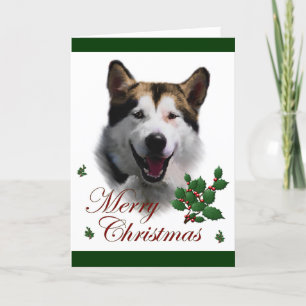 Alaskischer Malamute-Weihnachten Feiertagskarte
