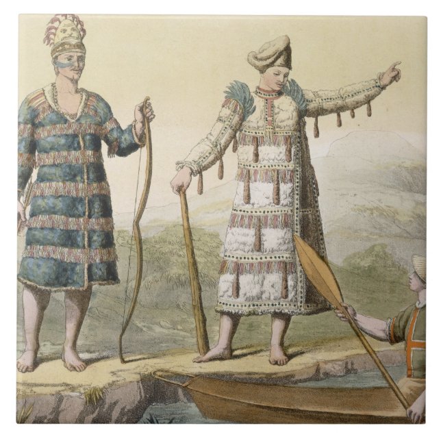 Alaskischer Mann und Frau (Farbstich) Fliese (Vorderseite)