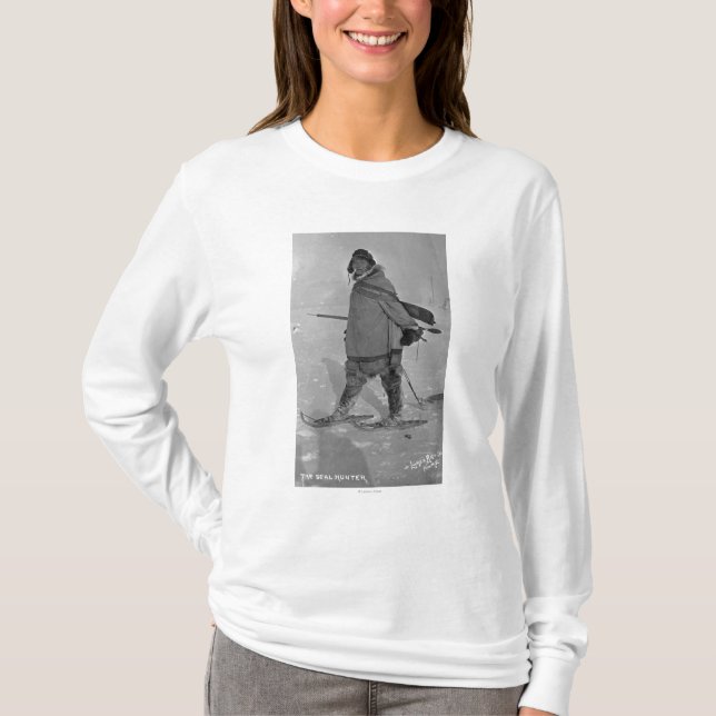 Alaskischer Siegel-Jäger mit Snowshoes-Fotografie T-Shirt (Vorderseite)