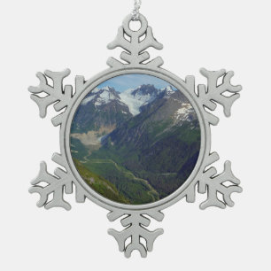 Alaskisches Gletscher-tal Schneeflocken Zinn-Ornament