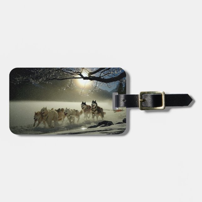 Alaskisches heiseres Hundeschlitten-Rennen Gepäckanhänger (Vorderseite horizontal)