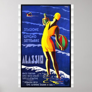 Alassio Italien Vintage Reiseposter Poster