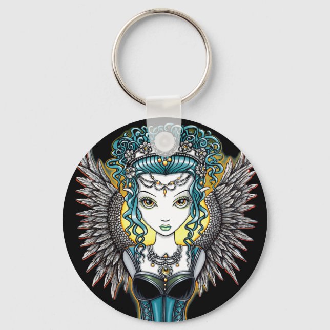 "Alaura" Gothic Guardian Angel Schlüsselanhänger (Vorderseite)