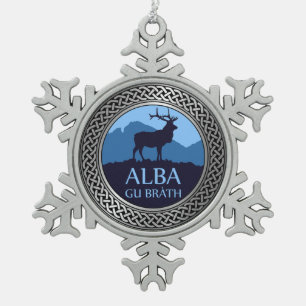 Alba Gu Brath Schneeflocke Zinn Weihnachtsbaumanhä Schneeflocken Zinn-Ornament