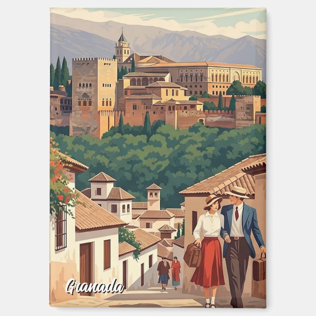 Albaicin Granada Spain Travel Magnet (Vorderseite)