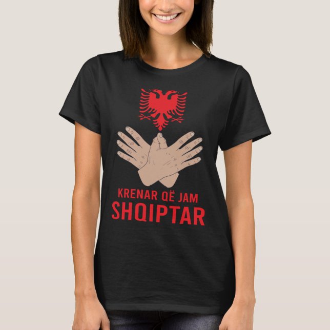 Albania Eagle Flag Kosovo Shqiptar Krenar Qe Jam A T-Shirt (Vorderseite)