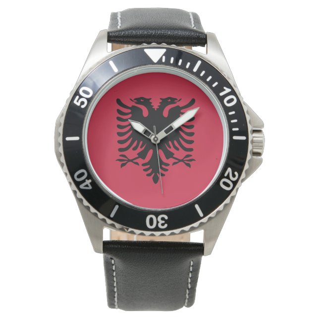 Albania Flag Emblem Armbanduhr (Vorderseite)