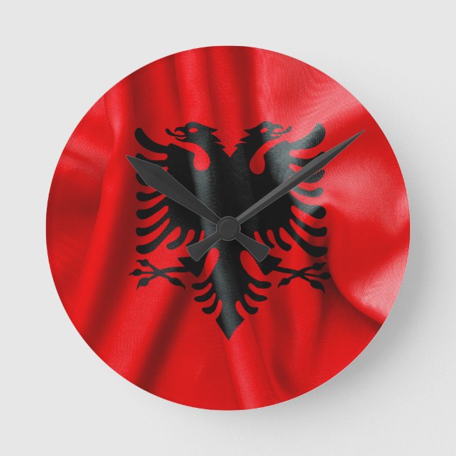 Albania Flag Wall Clock Runde Wanduhr (Vorderseite)