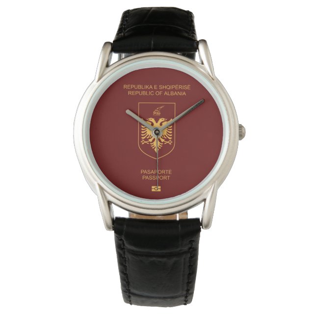 Albania passport wristwatch armbanduhr (Vorderseite)