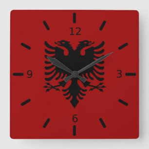 Albanian flag quadratische wanduhr