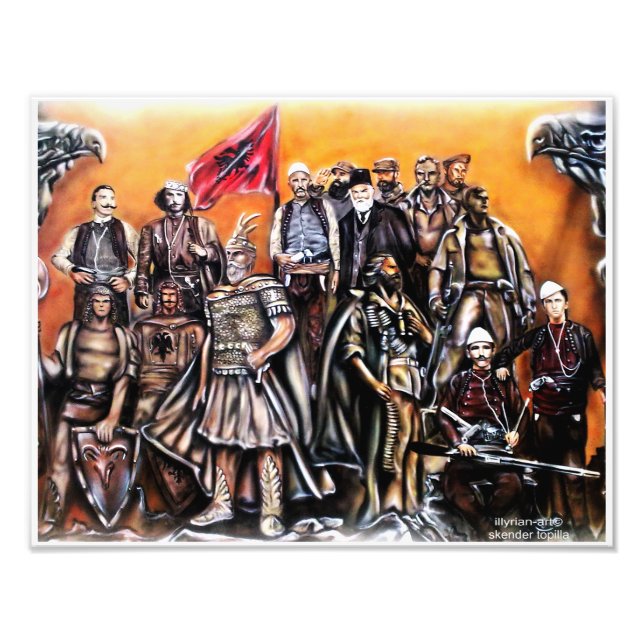 Albanian Heroes Unique Airbrush Illustration Fotodruck (Vorne)