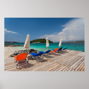 Albanian Riviera, Ksamil, town beachfront Poster