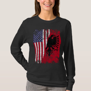 ALBANIAN ROOTS Red Eagle Halb American ALBANIA FLA T-Shirt