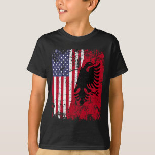ALBANIAN ROOTS Red Eagle Halb American ALBANIA FLA T-Shirt