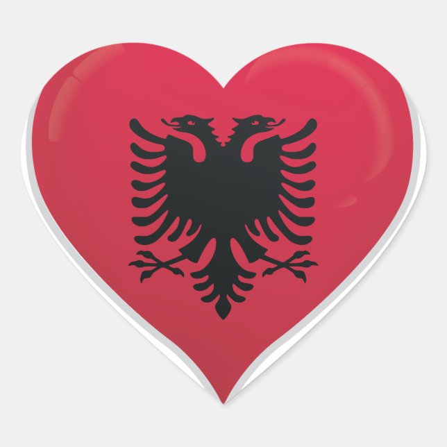 Albanie amour drapeau orgueil autocollant coeur (Devant)