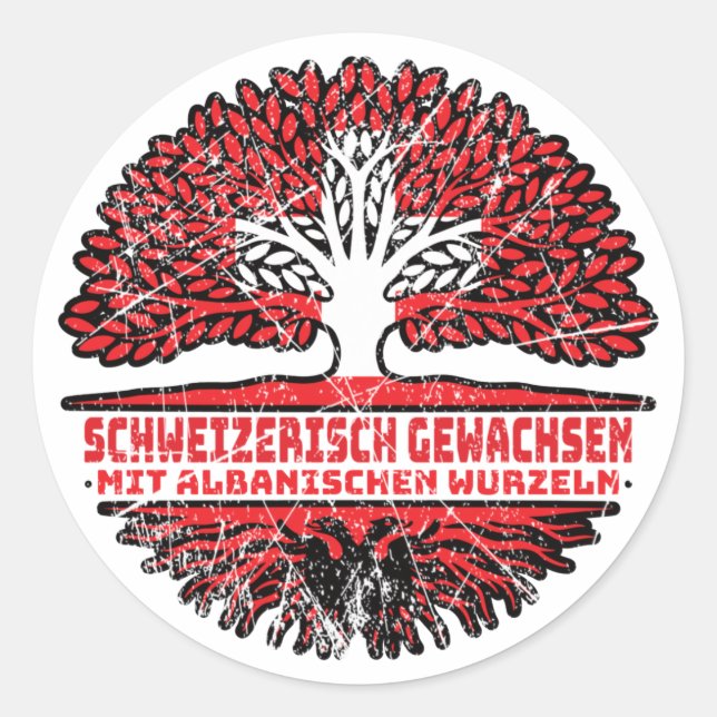 Albanien Albanisch Schweizer Schweiz Baum Wurzel Runder Aufkleber (Vorderseite)
