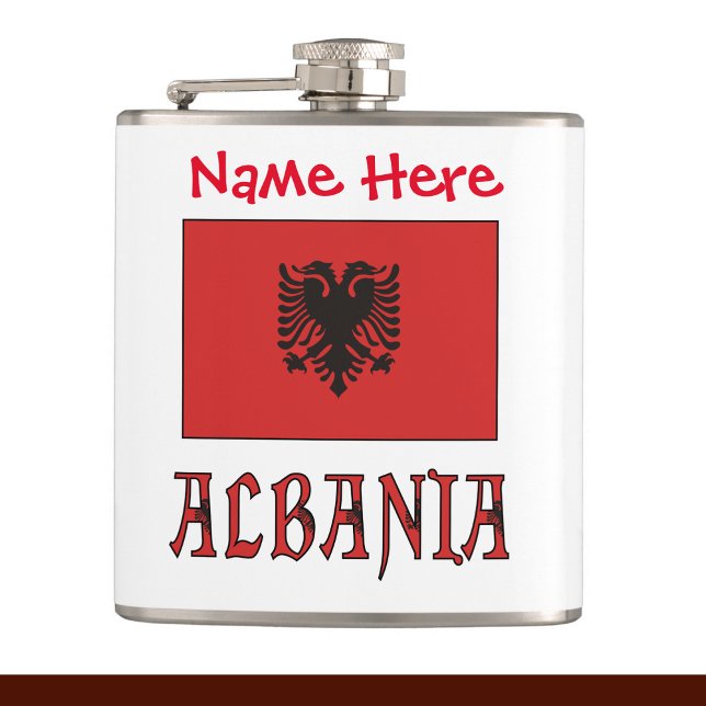 Albanien - Albanische Flagge - Rot Personalisiert Flachmann (Von Creator hochgeladen)