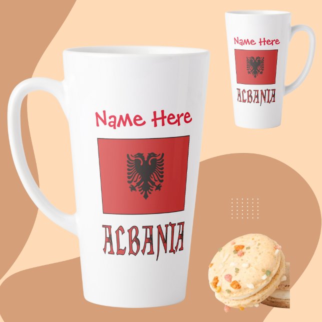 Albanien - Albanische Flagge - Rote Personalisieru Milchtasse (Von Creator hochgeladen)