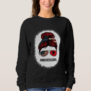 Albanien American USA Flag - USA Albanian Messy Bu Sweatshirt