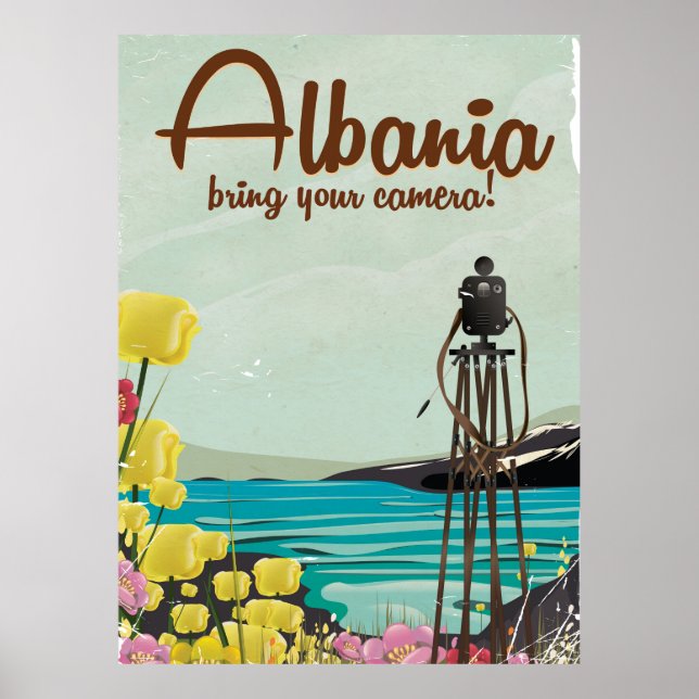 Albanien Camera Vintage Reiseplakat Poster (Vorne)