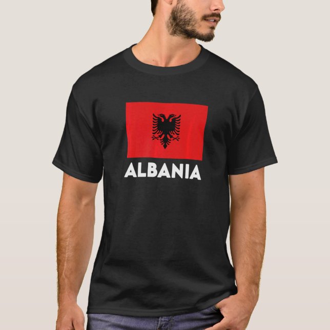 Albanien Flag Red Black T-Shirt (Vorderseite)