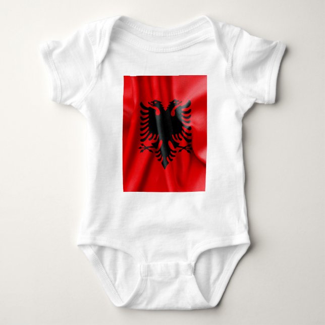 Albanien Flagge Baby Jersey Bodysuit Baby Strampler (Vorderseite)