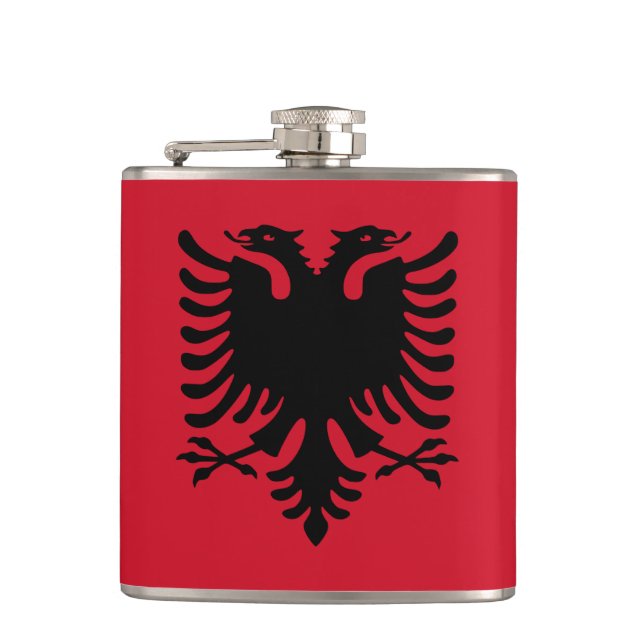 Albanien-Flagge Flachmann (Vorderseite)