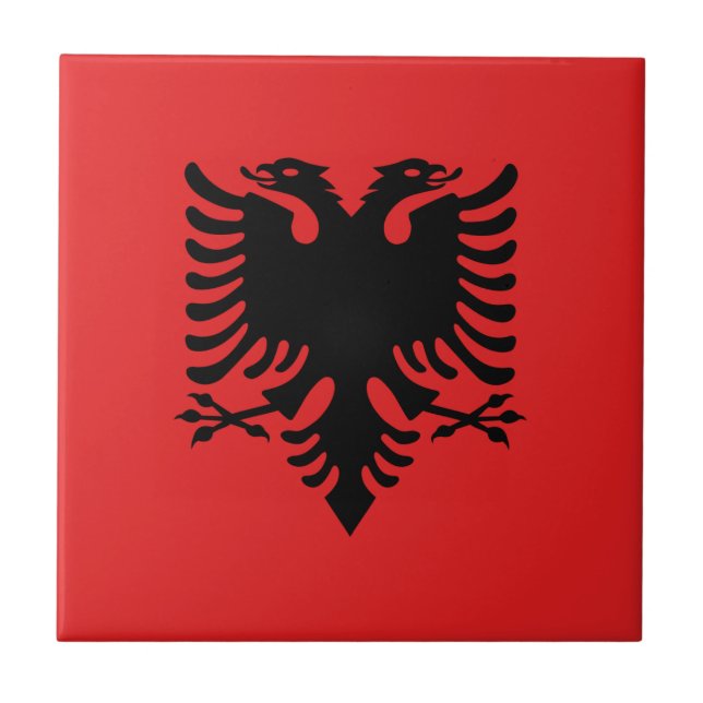 Albanien-Flagge Fliese (Vorderseite)