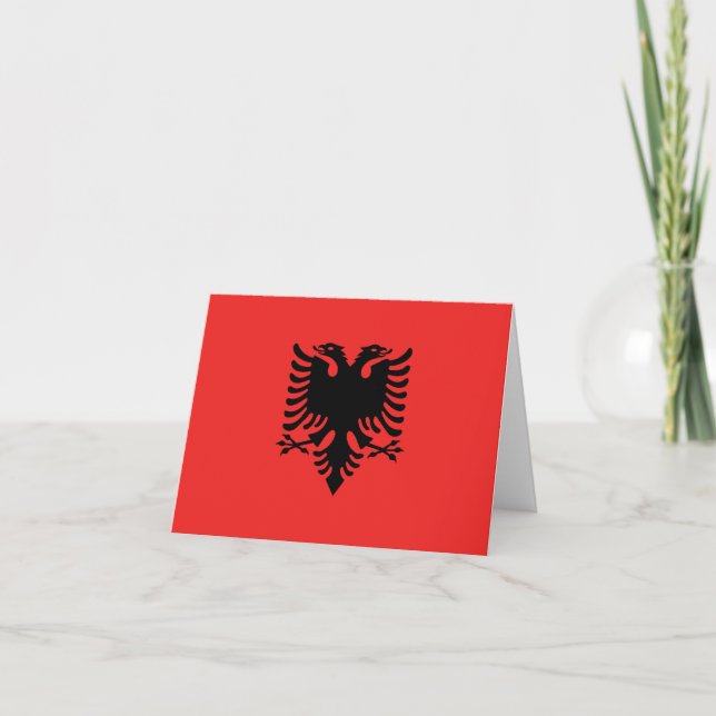 Albanien Flagge geklappt Danke Karte (Vorderseite)