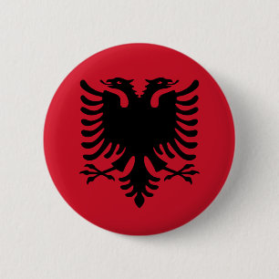 Albanien-Flaggen-Knopf Button