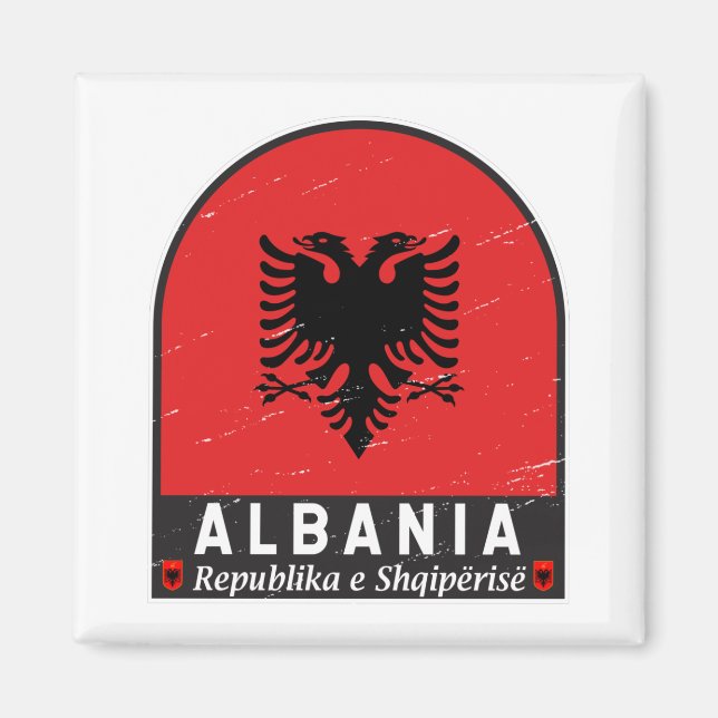 Albanien-FlaggenEmblem gestört Magnet (Vorne)