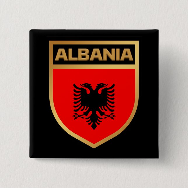 Albanien - Flaggenschild Button (Vorderseite)