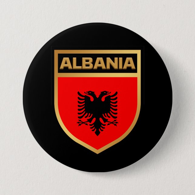 Albanien - Flaggenschild Button (Vorderseite)