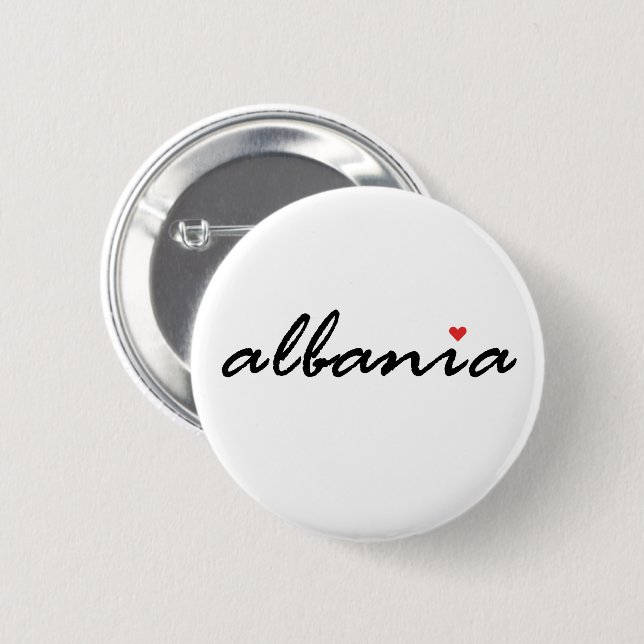Albanien, I Liebe Albanien Button (Vorne & Hinten)
