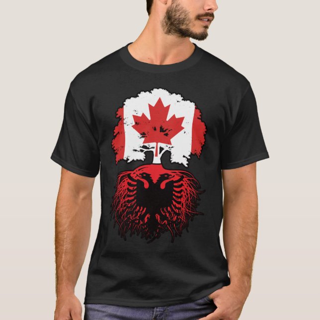 Albanien - kanadische Baumroots-Fahne T-Shirt (Vorderseite)