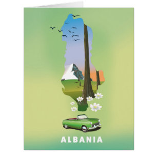 Albanien Karte Illustriertes Reiseplakat