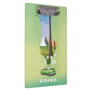 Albanien-Karte Illustriertes Reiseplakat Klemmbrett