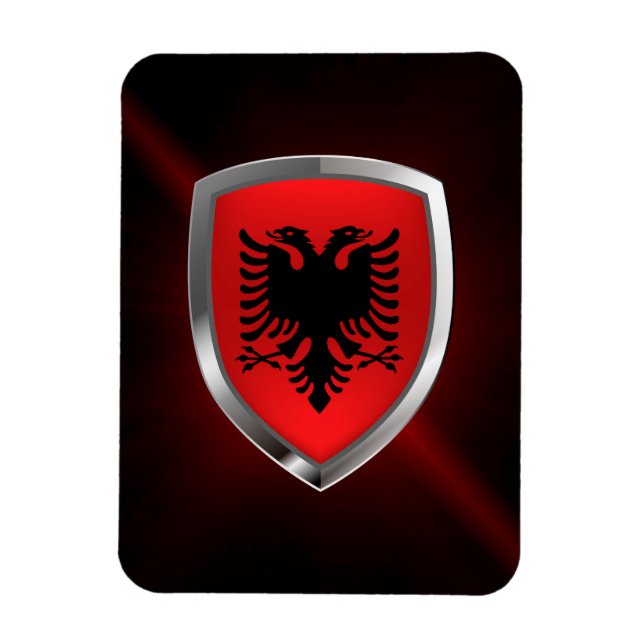 Albanien Metallic Emblem Magnet (Vertikal)