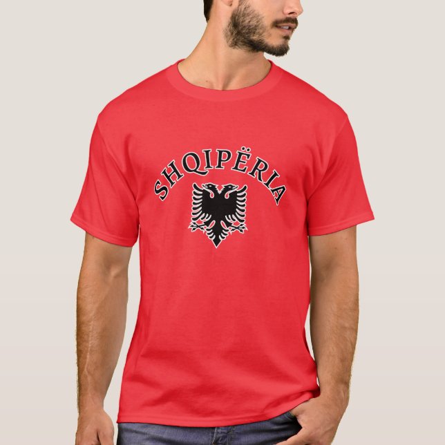 Albanien mit Adler - Shqiperia dhe shqiponja T-Shirt (Vorderseite)