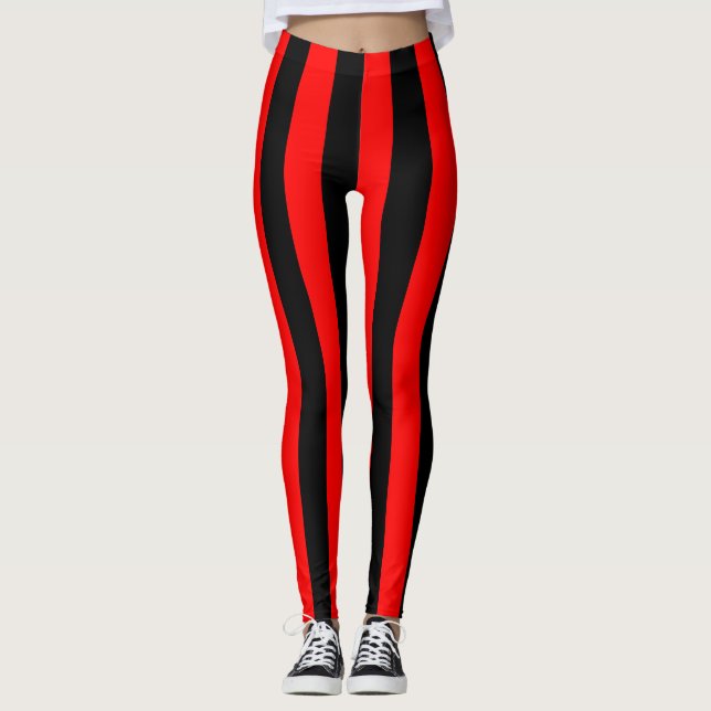 Albanien - Nationale Flaggenfarben vertikal gestre Leggings (Vorderseite)