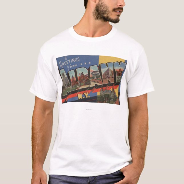 Albanien, New York - große Buchstabe-Szenen T-Shirt (Vorderseite)