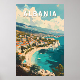 Albanien Reisen Kunst Vintag Poster