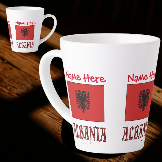 Albanien - Rote Personalisierung unter albanischer Milchtasse (Von Creator hochgeladen)