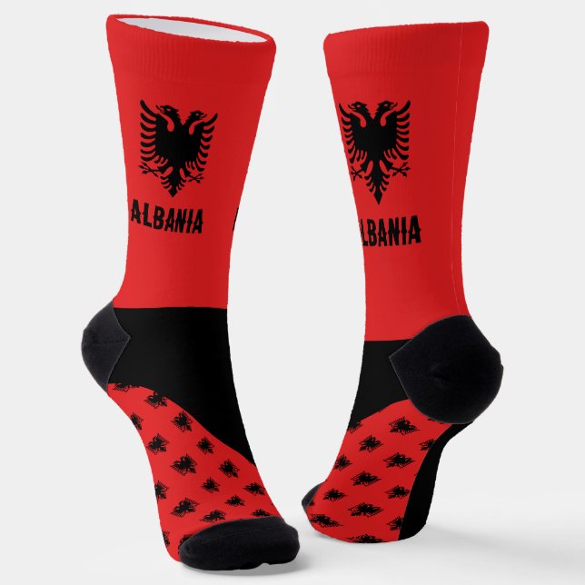 Albanien Socken, albanische Flaggen Farben / Sport Socken (Gewinkelt)