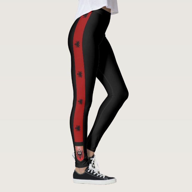 Albanien stripes Flagge Leggings (Rechts)